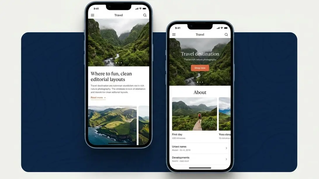 Landing page design on laptop screen